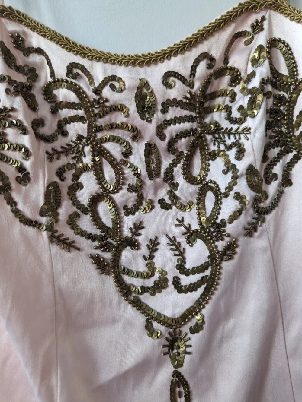 Embellished Pink Gold Fringe Slip Dress Burning Man Performer | Current Mood XS